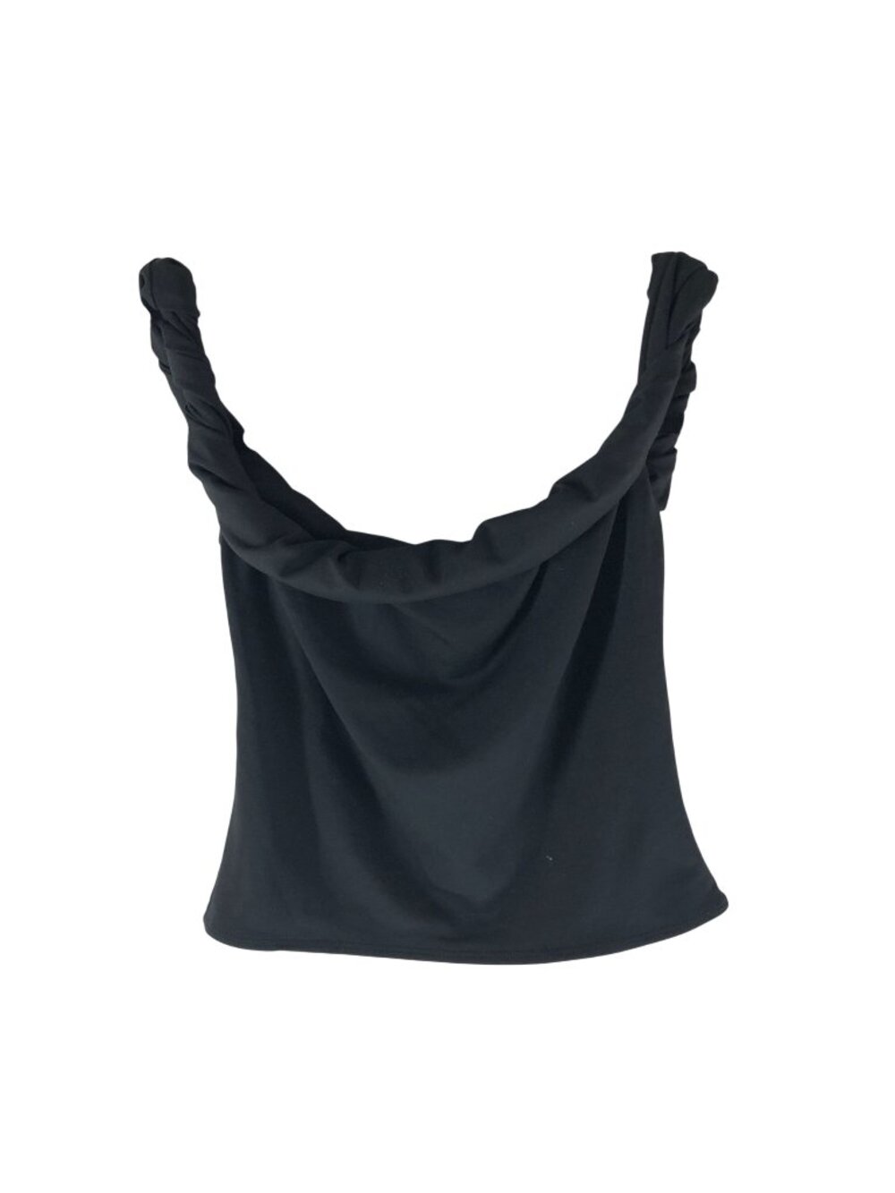 Peppermayo Crop Top Twist Straps Scoop Neck Stretch Black 4